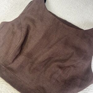 Talbots Petites Brown Pure Irish Linen Sleeveless Sheath Dress 10P